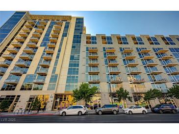 Modern high-rise building with multiple balconies and floor-to-ceiling windows offers city living at 353 E Bonneville Ave # 449, Las Vegas, NV 89101