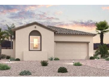 Charming single-story home with a two-car garage and desert landscaping at 8433 Vanhoy Creek St, Las Vegas, NV 89166