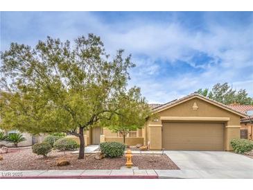 Charming single-story home with mature landscaping, well-maintained lawn and inviting curb appeal at 161 Swale Ln, Las Vegas, NV 89144