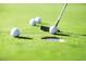 Close-up of a golf putting green with balls and putter at 7151 Serene Creek St, Las Vegas, NV 89131