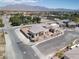 This aerial shows the custom home's modern design, landscaping, and neighborhood location at 7062 Maverick St, Las Vegas, NV 89131