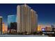 Captivating nighttime shot of the MGM Signature towers, highlighting their architectural design at 135 E Harmon Ave # 1020, Las Vegas, NV 89109