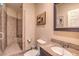 Bathroom with shower, toilet and granite vanity at 204 Starlite Dr, Las Vegas, NV 89107