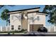 Modern two-story home with sleek lines, large windows, and a stylish gray color scheme at 6503 Adrian Ridge Ct, Las Vegas, NV 89149