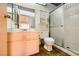 Full bathroom featuring a tiled floor, a glass enclosed shower, toilet, and vanity at 4745 Desert Vista Rd, Las Vegas, NV 89121