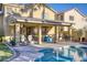 Inviting backyard featuring a covered patio, outdoor bar, and sparkling pool, great for entertaining at 1002 Prestige Meadows Pl, Henderson, NV 89052