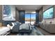 This bedroom has a TV, exterior views, and a private seating area for relaxing at 12 Oakmont Hills Ln, Las Vegas, NV 89141