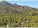 Scenic aerial view of a cozy mountain cabin nestled among towering trees and breathtaking mountain views on a clear day at 2196 Via Dulcedo St, Mount Charleston, NV 89124