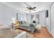 Bright bedroom featuring a comfortable bed and wood floors at 1334 Eastwood Dr, Las Vegas, NV 89104