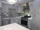 Modern kitchen with stainless steel appliances and gray cabinets at 5900 Gordon Ave, Las Vegas, NV 89108