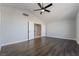 Bright bedroom with hardwood floors and ceiling fan at 2257 Loring Ave, Henderson, NV 89074