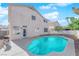 Home's backyard featuring a pool, patio, and direct access to the home at 2196 Pescara Ct, Las Vegas, NV 89123