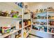 Well-organized pantry with shelving filled with food and household items at 6322 Highledge St, North Las Vegas, NV 89081