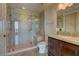 Elegant bathroom with a large walk-in shower and updated fixtures at 9101 Alta Dr # 902, Las Vegas, NV 89145