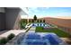 Modern pool and spa, fire pit, and outdoor living space at 25 Canyon Bay Dr, Henderson, NV 89011