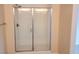Clean and modern shower with white tile and glass enclosure at 4761 E Sandalwood Dr, Pahrump, NV 89061