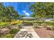 Beautiful park pavilion with picnic tables, lush green grass, and mature shade trees on a sunny day at 10909 Bramante Dr, Las Vegas, NV 89141