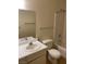 Classic bathroom with a vanity, mirror, and a shower tub, ready for updates at 2004 Mesquite Ln # 201, Laughlin, NV 89029