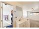 Bathroom with a sink, vanity, mirror and shower at 425 Oil Lantern Ln, Las Vegas, NV 89145