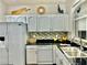 Efficient kitchen featuring white appliances, ample cabinet space, and stylish backsplash at 8721 Red Brook Dr # 203, Las Vegas, NV 89128