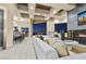 Luxury living room features city views, fireplace, and sleek modern furniture at 1228 Stellar Rim Ct, Henderson, NV 89012