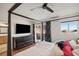 Comfortable main bedroom with hard wood floors, balcony access and mountain views at 868 Marina Dr, Boulder City, NV 89005