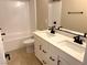 Modern bathroom with double vanity and tile flooring at 9813 Belikove Manor Ave, Las Vegas, NV 89178