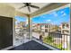 Private balcony with sliding glass doors, a view, and ceiling fan at 2555 Hampton Rd # 4308, Henderson, NV 89052