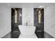 Modern bathroom showing soaking tub with dual shower heads at 6315 N El Capitan Way, Las Vegas, NV 89149