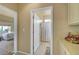 Clean bathroom with shower/tub combo and a vanity at 9833 Villa Ridge Dr, Las Vegas, NV 89134