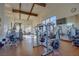 A community gym with high ceilings, wood floors, expansive mirrors and state of the art fitness equipment at 44 Strada Caruso, Henderson, NV 89011