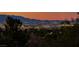 Scenic view of the city lights and distant mountains at dusk, framed by trees at 1950 Colvin Run Dr, Henderson, NV 89052