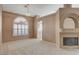 Dining room with a fireplace and access to the kitchen at 2134 Eaglepath Cir, Henderson, NV 89074