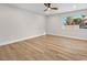 Bright bedroom featuring hardwood floors, recessed lighting, and a ceiling fan at 2868 Vista Del Sol Ave, Las Vegas, NV 89120