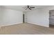 Bright bedroom with hardwood floors and ceiling fan at 2368 Winterwood Blvd, Las Vegas, NV 89142