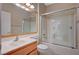 Bright bathroom features shower-tub combination and light wood vanity at 2820 Goldcreek St, Henderson, NV 89052