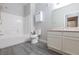Bathroom featuring a tub-shower combination, single vanity, and medicine cabinet at 905 Domnus Ln # 101, Las Vegas, NV 89144