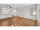 Living room with hardwood floors and ceiling fan at 2130 Sealion Dr # 207, Las Vegas, NV 89128