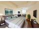 Staged main bedroom featuring a calming and cohesive design with stylish furnishings at 71 E Agate Ave # 207, Las Vegas, NV 89123