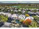 Aerial view showcasing a community of homes, a golf course, and a pool at 525 Summer Mesa Dr, Las Vegas, NV 89144