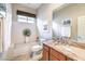 Clean bathroom with a single sink, bathtub, and tile flooring at 525 Summer Mesa Dr, Las Vegas, NV 89144