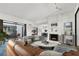 Cozy living room featuring a fireplace, modern decor, and access to an outdoor patio at 3427 Manzano Cir, Las Vegas, NV 89121