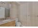 Clean bathroom with single sink vanity and shower at 3767 Darren Thornton Way, Las Vegas, NV 89120