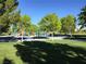 Community park and playground with picnic tables, benches, and mature trees, providing a perfect Gathering outdoor spot at 11605 Cabo Del Sol Ct, Las Vegas, NV 89138