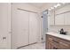 Bathroom with new vanity and marble countertop at 4386 El Carnal Way, Las Vegas, NV 89121