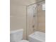 Clean bathroom with shower/tub combo and updated fixtures at 866 La Sconsa Dr, Las Vegas, NV 89138