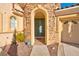 Stone entryway with double doors and a walkway at 866 La Sconsa Dr, Las Vegas, NV 89138