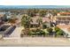 An aerial view of a property showcasing its landscaped yard, mature palm trees, and overall curb appeal at 485 Sari Dr, Las Vegas, NV 89110
