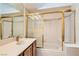 Bathroom with shower/tub combo and wood vanity at 3189 Lipton Ct, Las Vegas, NV 89121