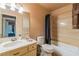 Bathroom with shower/tub combo and updated vanity at 2302 El Molino Cir, Las Vegas, NV 89108